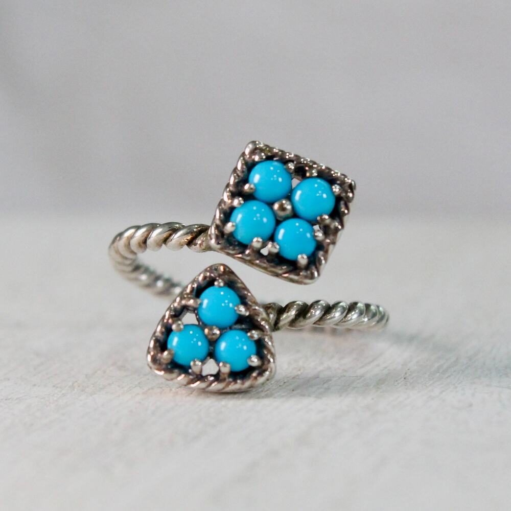 Vintage Artisan Sterling Silver & Sleeping Beauty Turquoise Wrap Ring